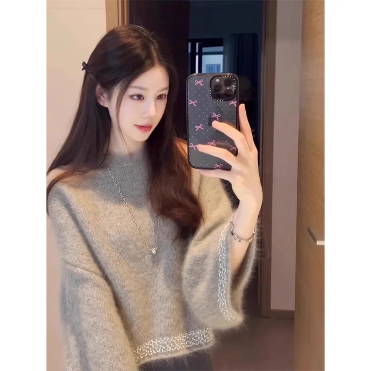 2025新款今年流行爆款超好看的冬装上衣时尚慵懒高级感灰色毛衣女