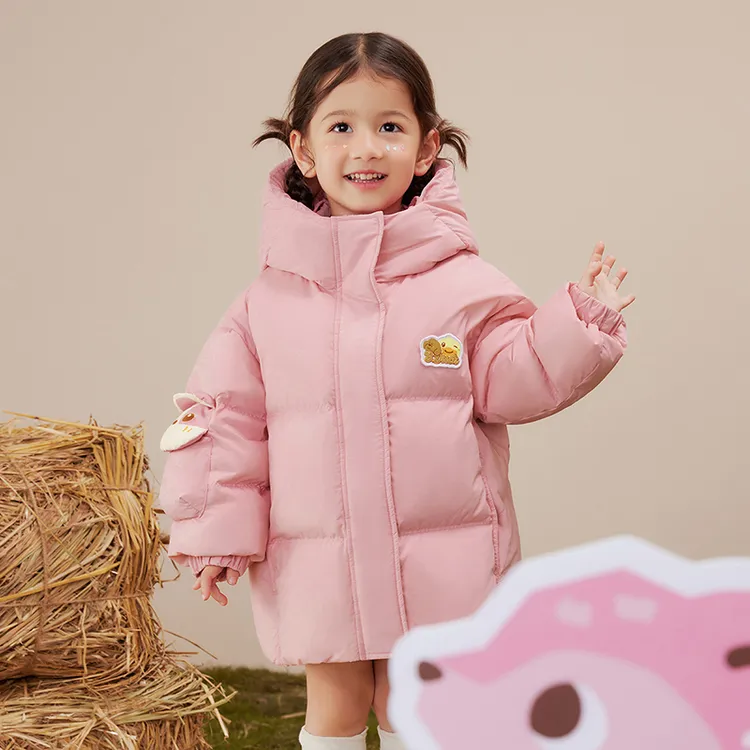 [三防蓄热]bduck小黄鸭童装女童羽绒服宝宝冬装加厚保暖外套上衣