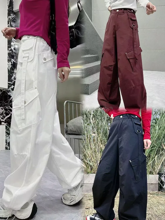 D3909弯刀街头风高腰厚款休闲裤工装裤休闲裤