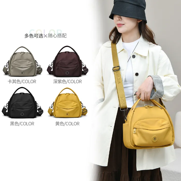 609单肩拉链单根斜挎包轻便肩包耐磨潮流简约百搭纯色女士布包