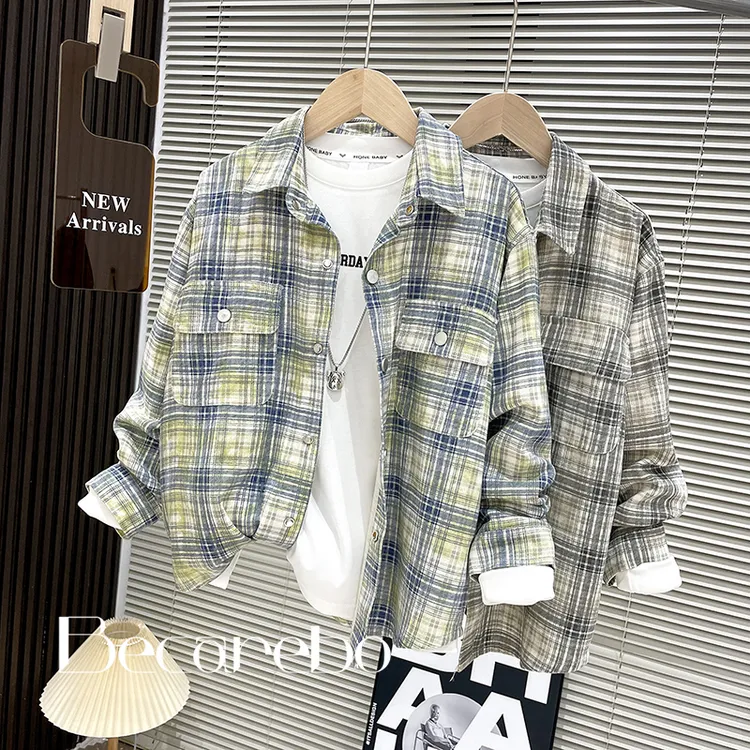 【百搭】青少年童装男童秋装衬衫外套大童春秋痞帅炸街衬衣男孩衣服