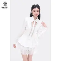 清-Peshe【双排钉珠收腰衬衫】蕾丝拼接设计感荷叶边收腰春L1420