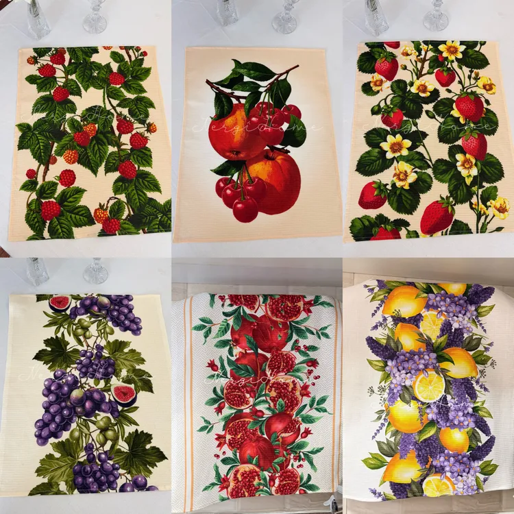 俄罗斯进口厨房用巾纯棉厨房巾印花餐巾彩色ins风田园风厨房毛巾