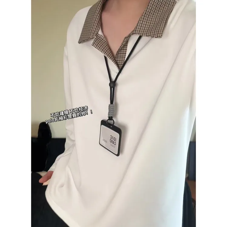 美式潮流千鸟格设计高级感Polo衫男秋季新款痞帅宽松百搭上衣