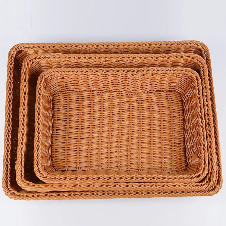 编织花篮 手工编织塑料收纳篮 超市摆件篮  水果篮 面包篮批发