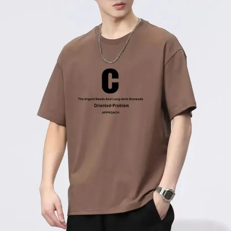 男士纯棉t恤短袖新款圆领印花半袖潮流夏季休闲百搭青少年打底衫