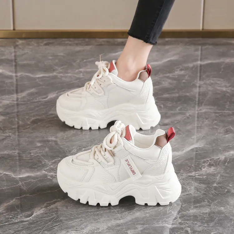 8cm内增高老爹鞋女款舒适透气厚底小白鞋2025春季新款ins休闲女鞋