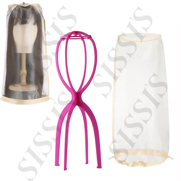 加长加高假发支架头套专用放置架可拆卸便携收纳神器假发防尘纱罩