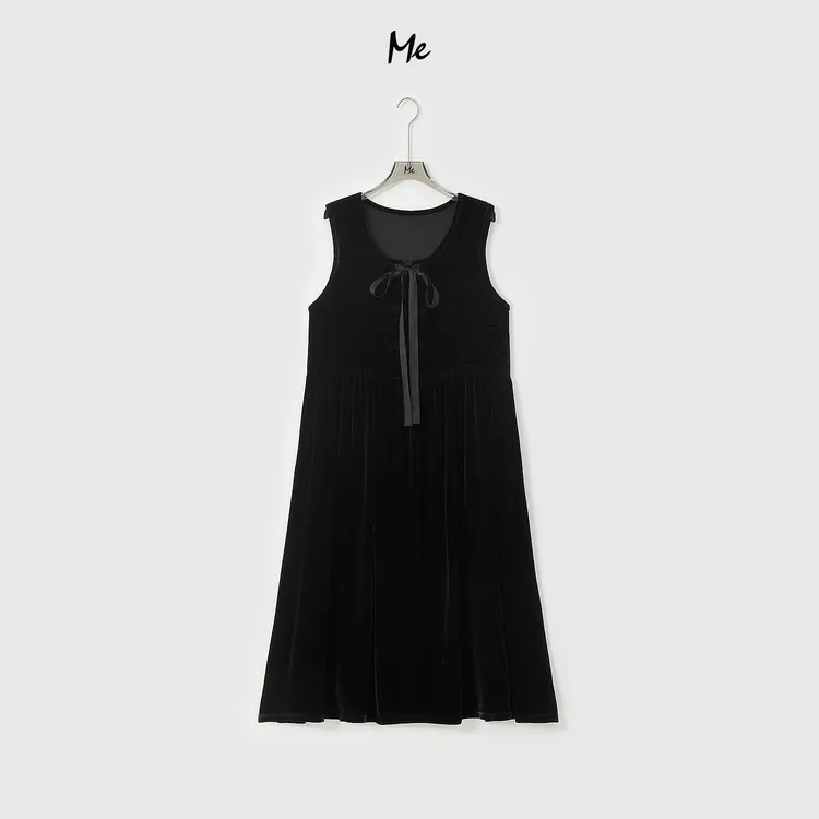 ME【黑丝绒千金裙】植绒工艺法式千金显瘦百搭时尚连衣裙MESA3371