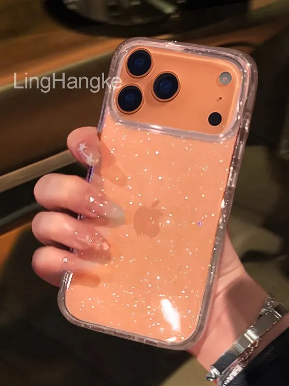 新款透明适用iphone17promax手机壳16promax气质女神爆款闪粉唯美