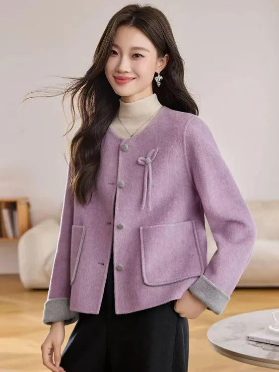 羊毛大衣双面新款秋冬小个子洋气中式香风2025网红外穿短款外套女