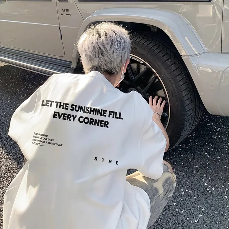 重磅220克纯棉白色短袖t恤男款夏季潮流潮牌宽松大码男生上衣