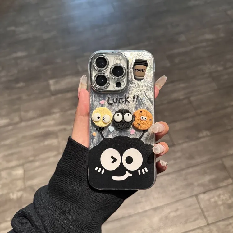 黑色煤球手机壳适用苹果16promax15无边框14精孔13羽纱全包超薄
