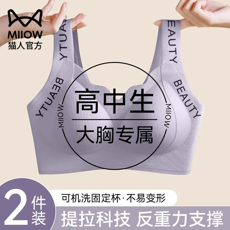 猫人发育期塑形学生内衣女高中生18岁大胸显小矫正提拉防下垂文胸