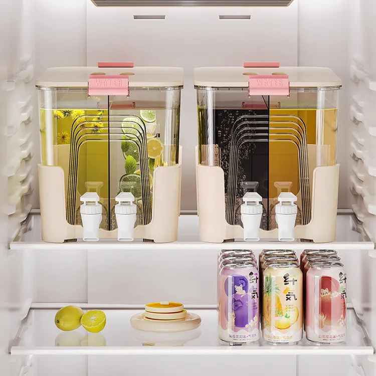 6.5升双分格冷水壶大容量凉水壶双龙头家用茶壶水果饮料茶水桶