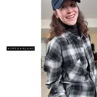 HIMEGANJANE 外贸100棉格纹宽松廓版衬衫25009