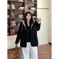 大码女装百搭花契200斤胖mm质感木棉绒假两件连帽西装外套4437-X