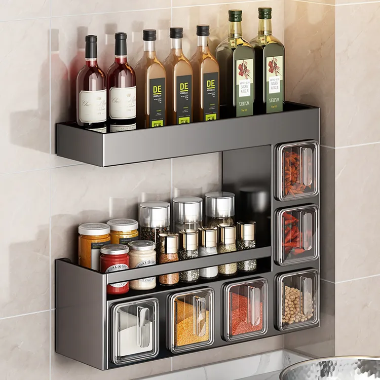 调料盒壁挂家用厨房高端新款防潮调味瓶罐置物架调味品收纳盒盐罐