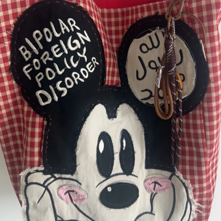 兜兜家米奇大托特红格子托特包