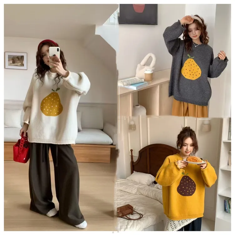 孕妇毛衣秋冬季2025新款时尚外穿针织衫提花宽松休闲百搭孕妇上衣