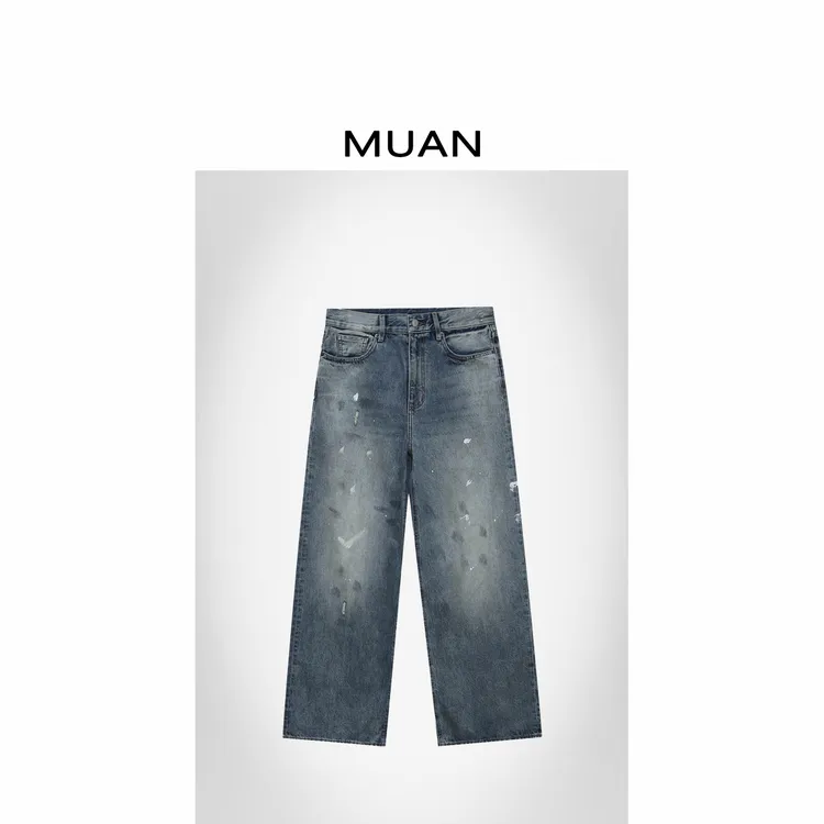 木岸MUAN：《泼墨牛仔》定制100棉高级复古水洗牛仔长裤SJ-QW-1630