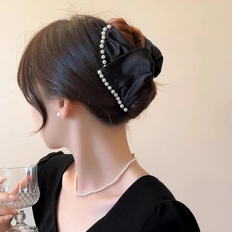 蝴蝶结抓夹女大号女夏高级感简约后脑勺盘发蝴蝶结扭扭天鹅绒