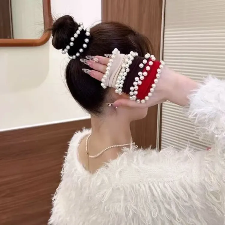 皮筋超宽高弹力新款无接缝珠珠面膜发圈发绳马尾头发头绳头饰