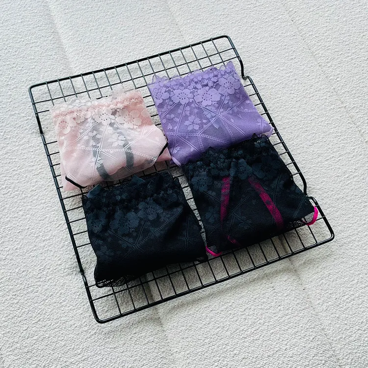 送老婆女友透气绣花性感风蕾丝网纱妖精夜店纯欲低腰女士三角内裤