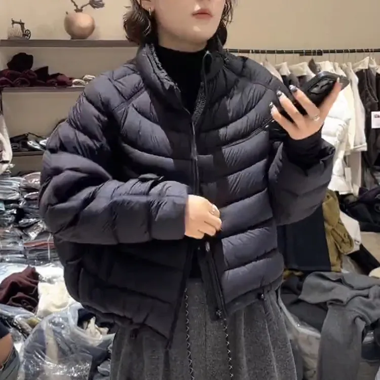 纯色棉服女2025冬季新款秋冬款小个子慵懒感韩系棉袄外套