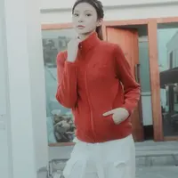 6802女士立领拉链款加厚显瘦修身防风无痕美绒衣外套