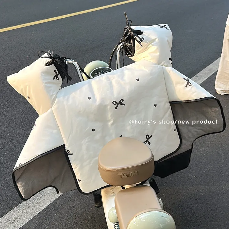 蝴蝶结电动车防风罩加厚加绒2025新款冬保暖骑行防寒电瓶车挡风被