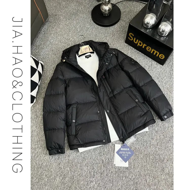 『JIA.HAO』26117新国标男士冬季品质时尚90白鸭絨连帽羽服