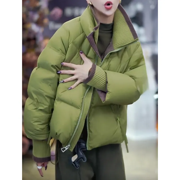 美式复古加绒短款棉服女2025冬季新款休闲风保暖棉衣时尚棉袄外套