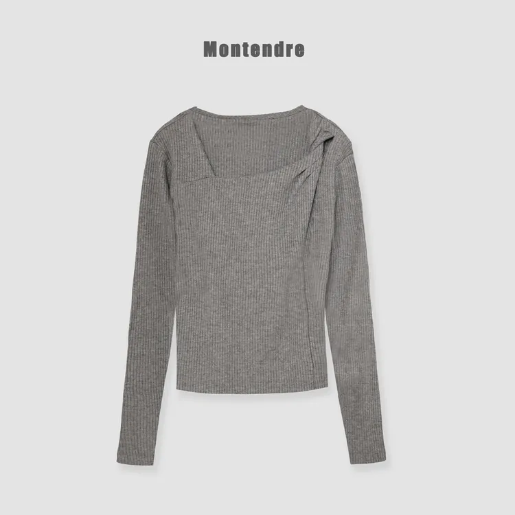 【MonTendre】秋冬新款 百搭气质小众上衣高级感不对称设计针织衫