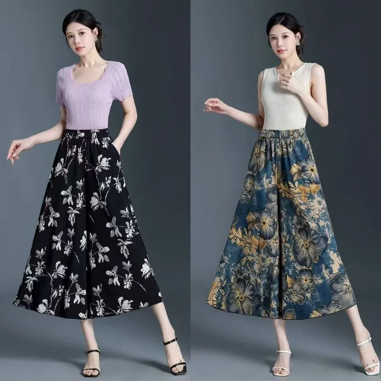 八分裙裤女2025夏季新款遮肉宽松防晒裙裤高腰裤裙显瘦垂感休闲裤