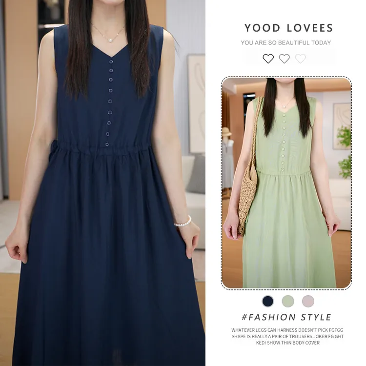 法式无袖背心连衣裙子女夏季2025新款爆款海边度假高级感中长裙潮