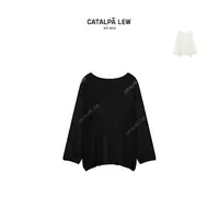 CatalpaLew「絮织」墟生美学羊毛镂空氛围感叠穿针织上衣#C52954