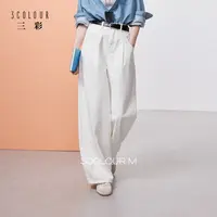 三彩2025冬季新款防透小白裤系列牛仔裤高腰宽松香蕉裤镰刀裤M