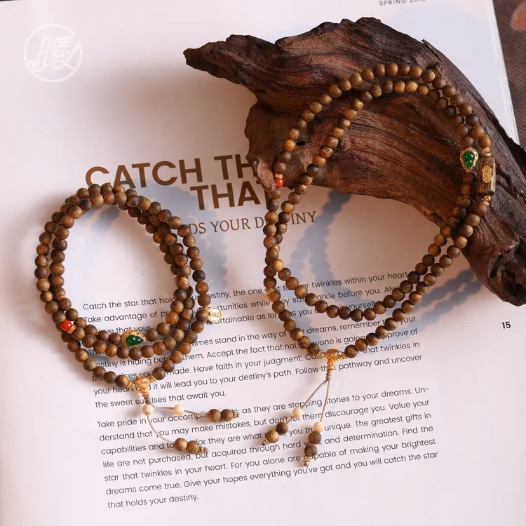 沉香三圈沉香手串搭配葫芦编绳吊坠手链M259多样性发一商品图