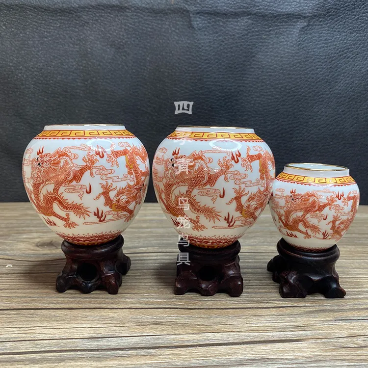 景德镇金口龙画眉鸟食杯鸟食罐鸟碗鸟食缸鸡心杯尖底鸟用品