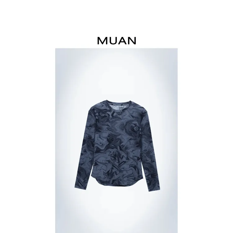 木岸MUAN：《水墨画打底》定制晕染百搭长袖打底上衣女CQ-DG3-9054