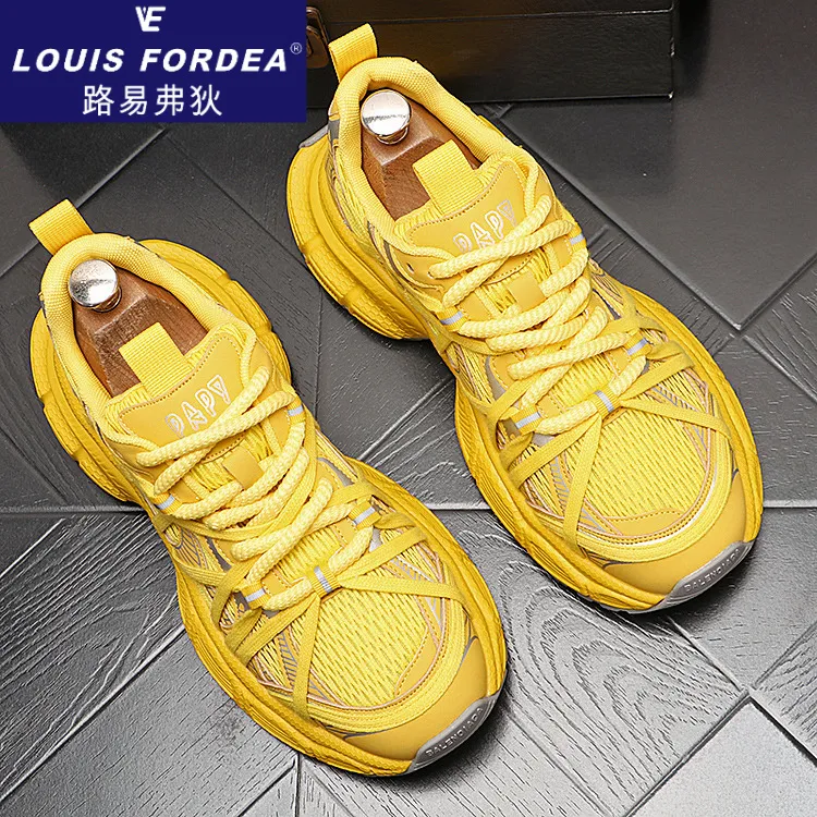 Louis Fordea/路易弗狄时尚老爹鞋男款夏季潮流透气旋转老爹男鞋