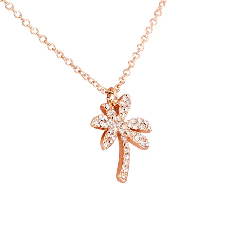 铜合金项链  24k金轻奢女锁骨链气质轻奢时尚金色显瘦满钻坠链