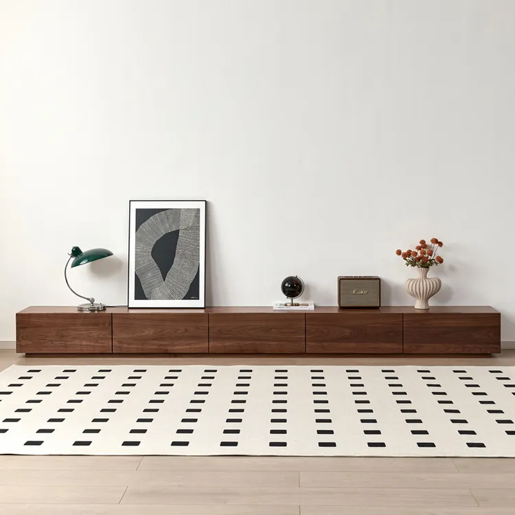 北美黑胡桃木电视柜地台现代简约小户型落地柜全实木电视机柜