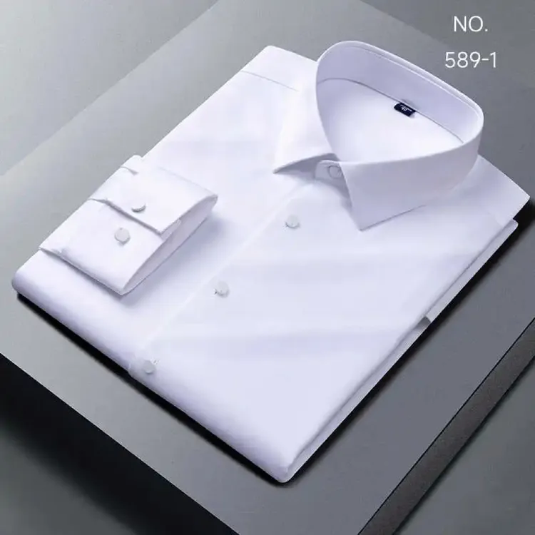 长袖男商务休闲三防免烫商务衬衫白色中青年衬衫