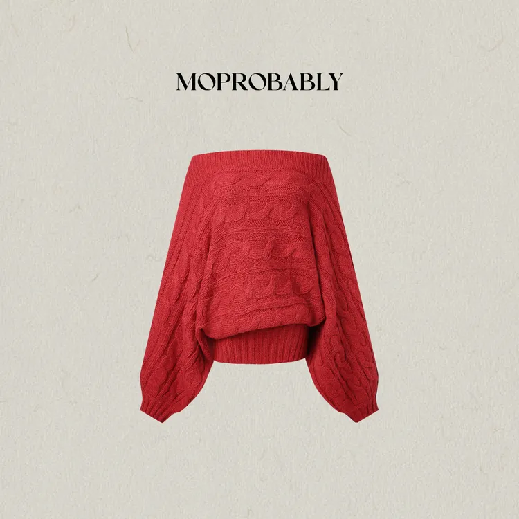 Moprobably李予诺「香味」时尚个性斜肩氛围感羊毛针织衫L5476197
