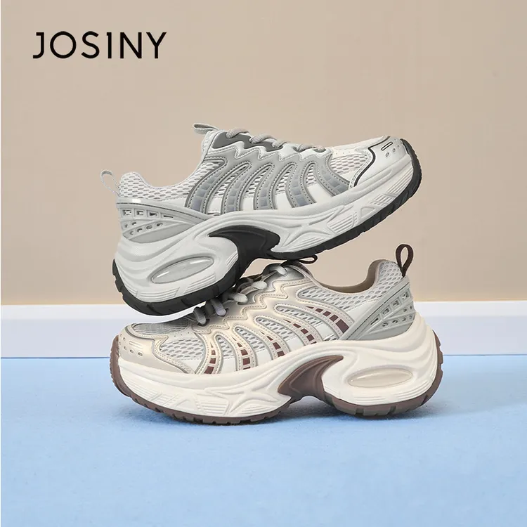 卓家厚底老爹鞋女款潮流百搭银色复古运动休闲鞋502A24543