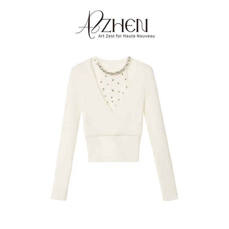 AZZHEN【星钻琉光】百搭镶钻针织假两件打底内搭重工AZ5OBT10-ZT