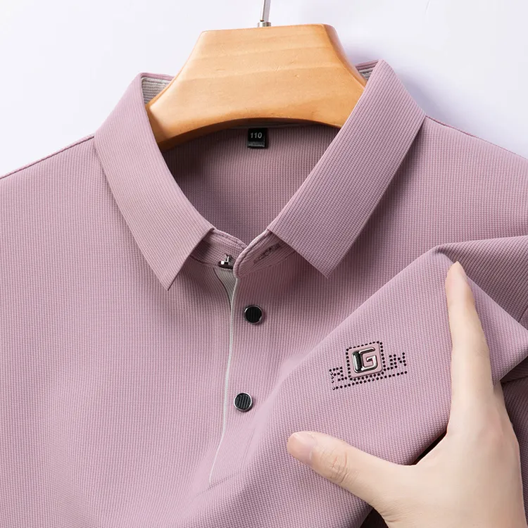 2025抖音翻领POLO长袖商务休闲打底T恤印花M2473-