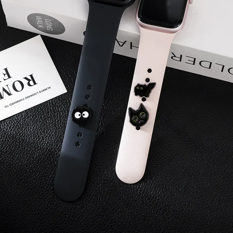 表带穿孔diy配饰钉黑猫表扣适用苹果手表华为小米手环装饰扣配件